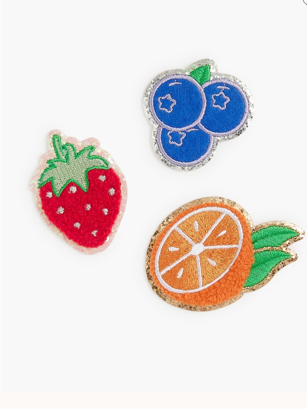 J. Crew-Fruit Patch Iron-On Embroidered Appliqués - Red, Orange, Blue